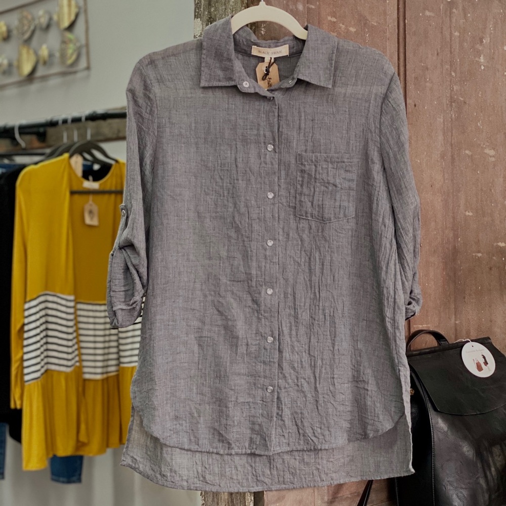 Black Swan grey button down long sleeve!